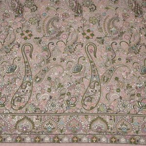 Peach Kashmiri Paisley Embroidery Georgette Fabric DR-32374 - TradeUNO