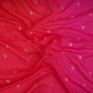 Magenta With Rani Pink 4D Geometrical Sequins Embroidery Malai Chanderi Fabric VF-32322 - TradeUNO