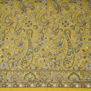 Yellow Kashmiri Paisley Embroidery Georgette Fabric DR-32373 - TradeUNO