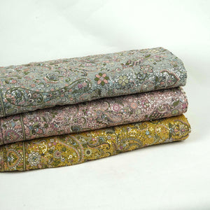 Light Grey Kashmiri Paisley Embroidery Georgette Fabric DR-32375 - TradeUNO