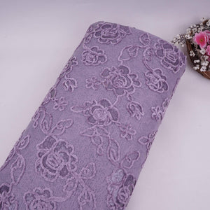Lavender Velvet Work Floral Embroidery Lace Fabric LI-32211 - TradeUNO