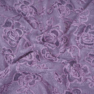 Lavender Velvet Work Floral Embroidery Lace Fabric LI-32211 - TradeUNO