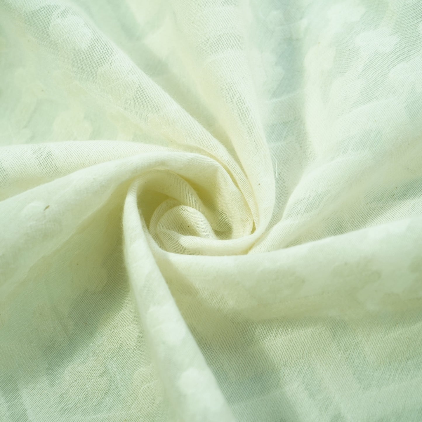 Off White Floral Handloom Dyeable Cotton Staple Fabric