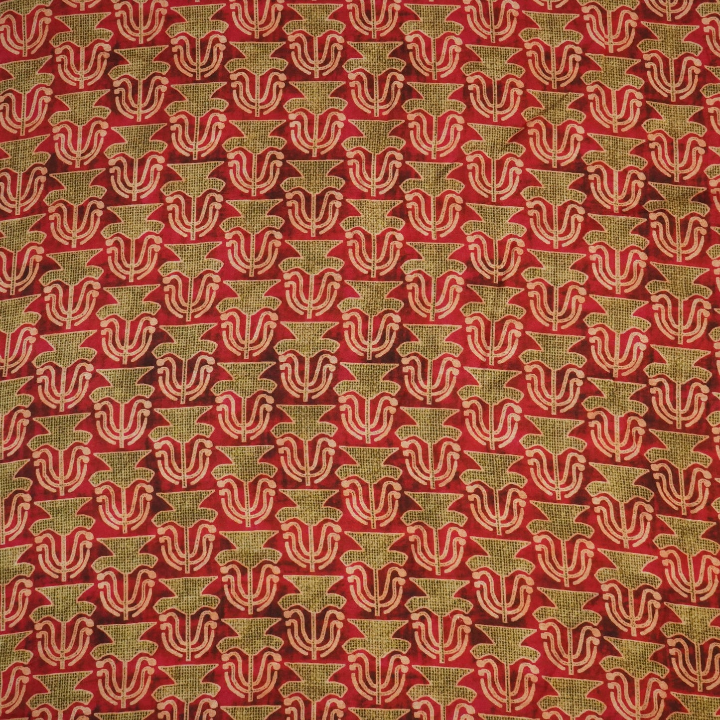 Red Abstract Print Muslin Fabric 15728