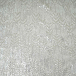 White Dyeable Chevron Sequins Embroidery Georgette Fabric DR-32401 - TradeUNO