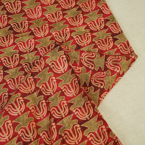 Red Abstract Print Muslin Fabric 15728