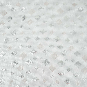 White Dyeable Geometrical Sequins Embroidery Georgette Fabric DR-32403 - TradeUNO