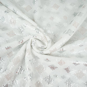 White Dyeable Geometrical Sequins Embroidery Georgette Fabric DR-32403 - TradeUNO