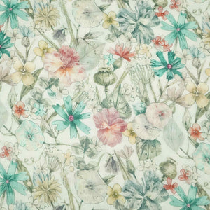 Off White Floral Print Cotton Linen Fabric RT-30970 - TradeUNO