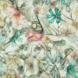 Off White Floral Print Cotton Linen Fabric RT-30970 - TradeUNO