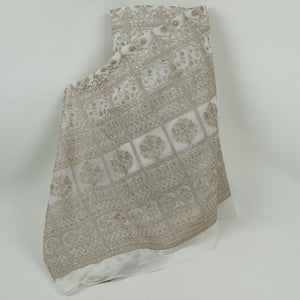White Dyeable Heavy Zari Sequins Embroidery Georgette Fabric DR-32386 - TradeUNO