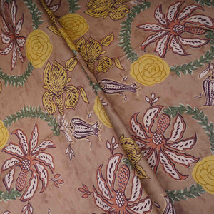 Brown Floral Print Satin Linen Fabric MT-30991 - TradeUNO
