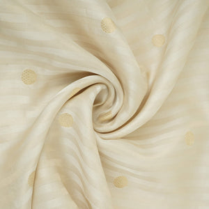 White & Silver Zari Buti Stripes Kanjivaram Silk Fabric MTI-32455 - TradeUNO