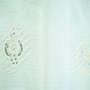 White Floral Sequence Embroidery Dyeable Organza Kotta
