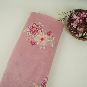 Pink Floral Thread Embroidery Malai Chanderi Fabric SNTF-32429 - TradeUNO