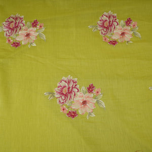 Lime Green Floral Thread Embroidery Malai Chanderi Fabric SNTF-32430 - TradeUNO
