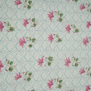 Blue & White Floral Geometrical Print Cotton Fabric DE-32459 - TradeUNO