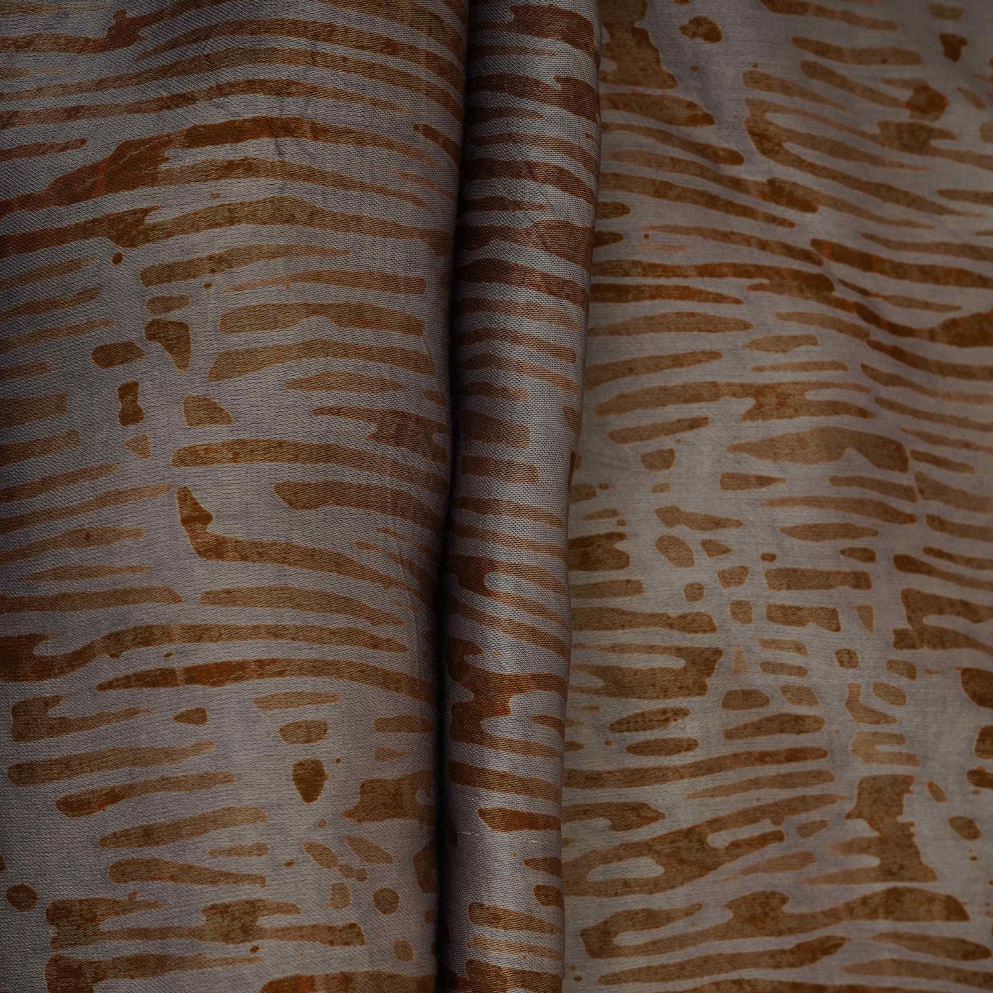 Dark Mustard Abstract Batik Print Modal Satin Fabric EEG-32470