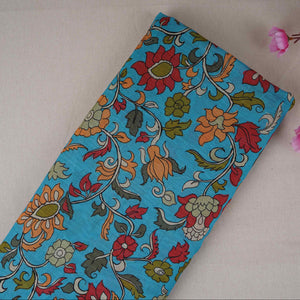 Sky Blue With Multicolor Floral Print Pure 70gm Chanderi Fabric VF-30890 - TradeUNO