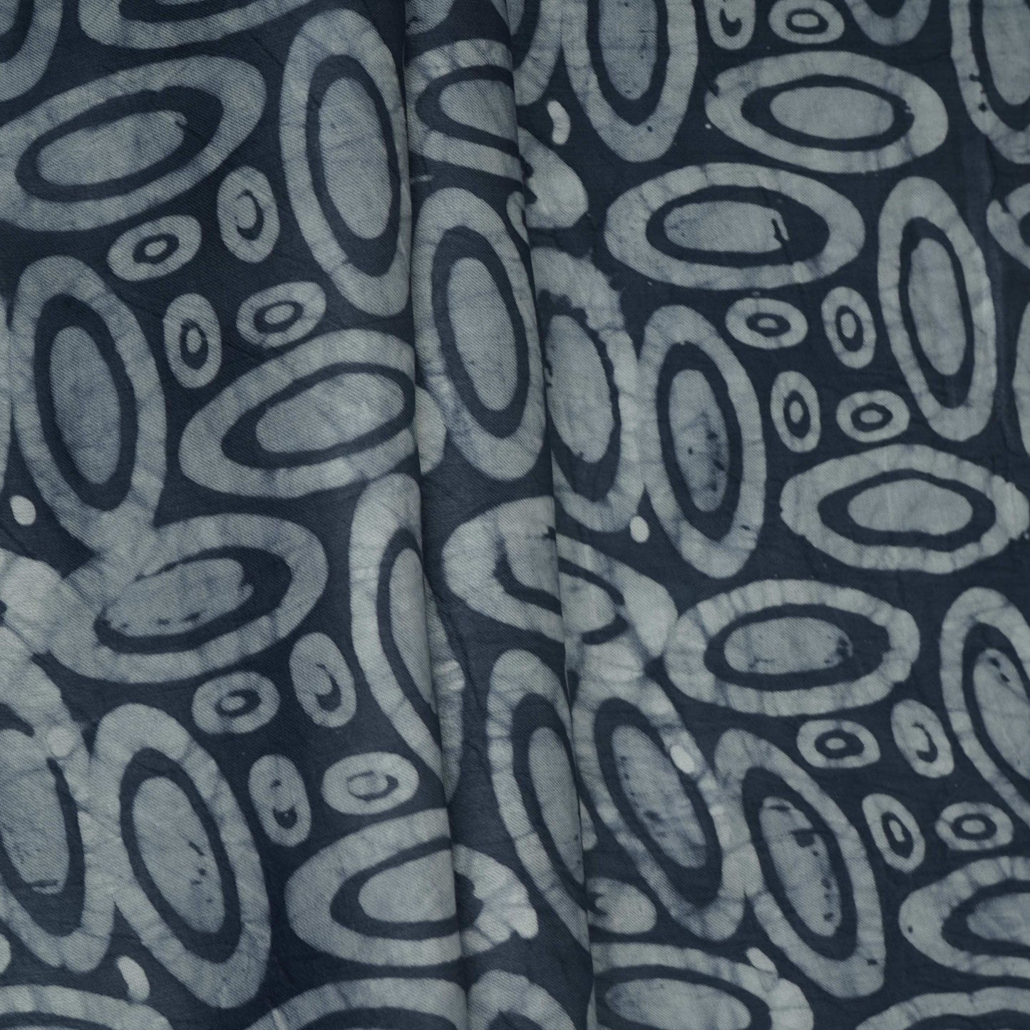 Indigo Circle Batik Print Modal Satin Fabric EEG-32464