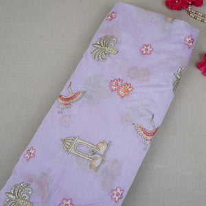 Lavender Temple Embroidery Chanderi Fabric DC-30564 - TradeUNO