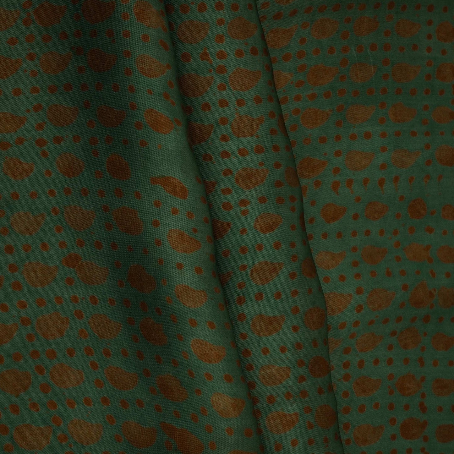 Dark Green Batik Print Modal Satin Fabric EEG-32473