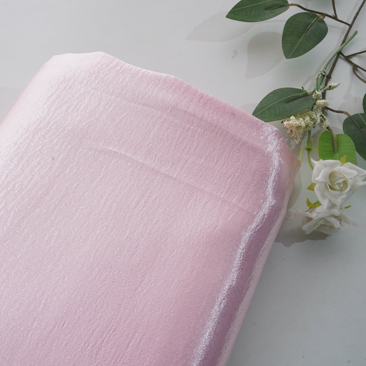 Baby Pink Solid Soft Satin Fabric 21899