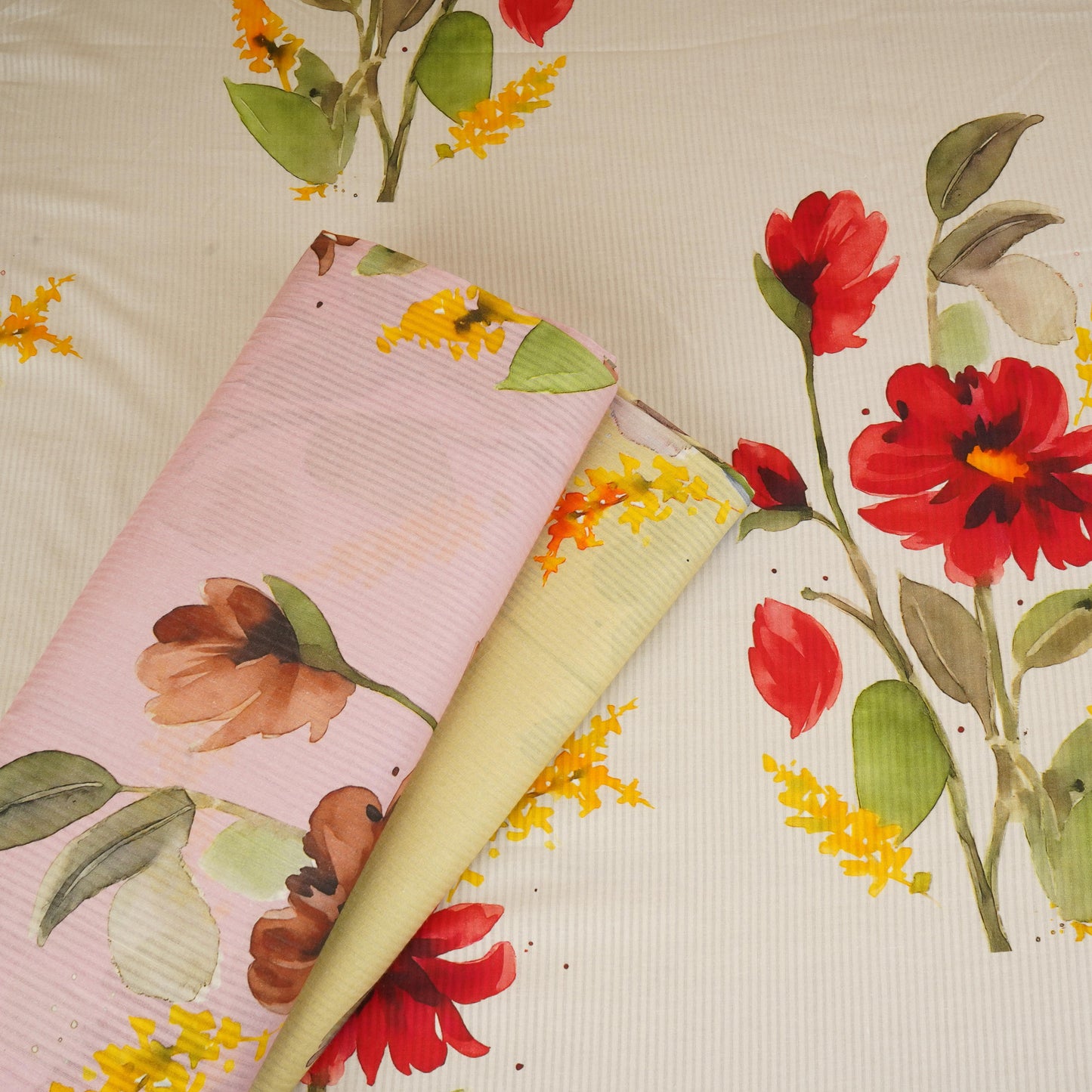 Rust Yellow Floral Print Cotton Fabric MT-29384