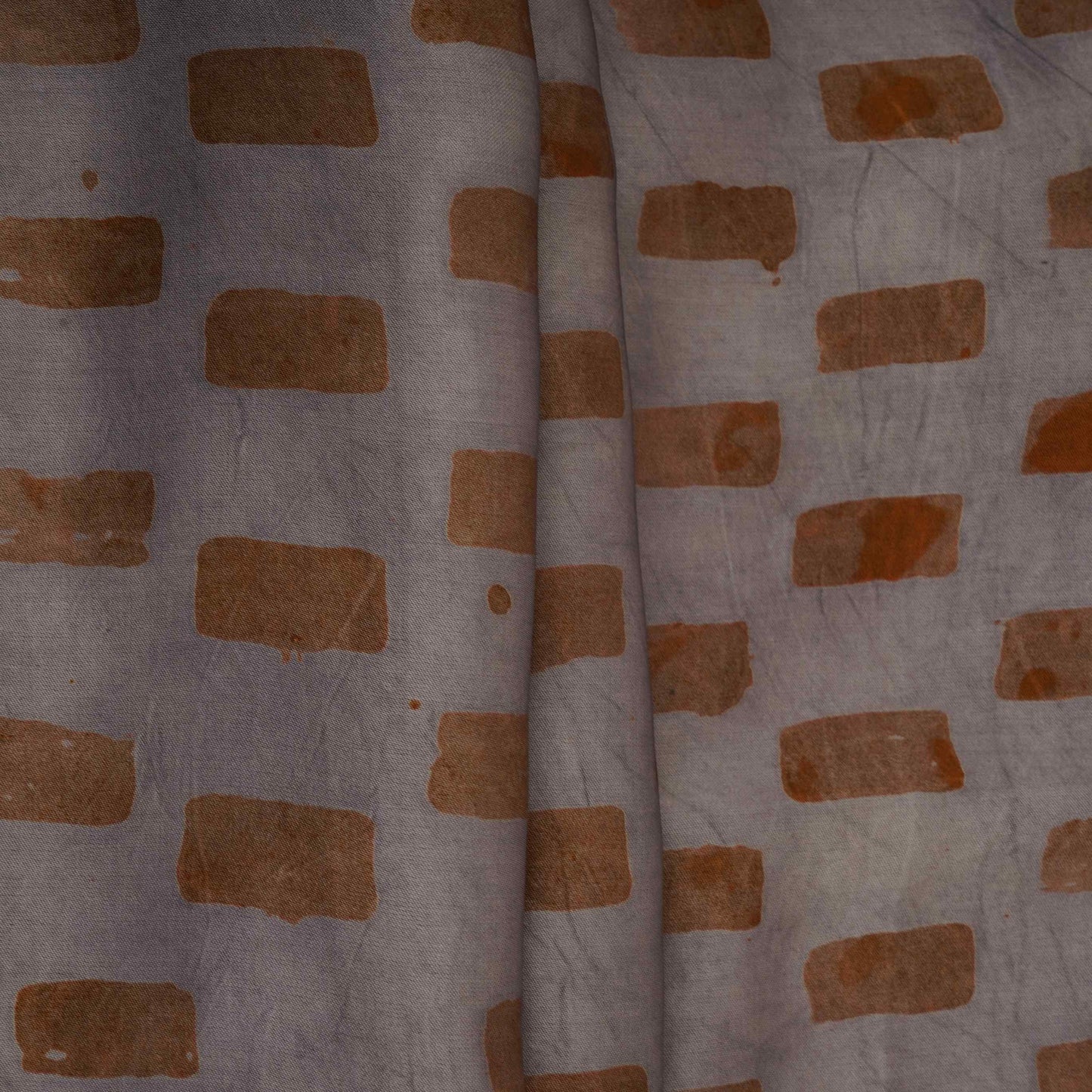 Grey Block Batik Print Modal Satin Fabric EEG-32478