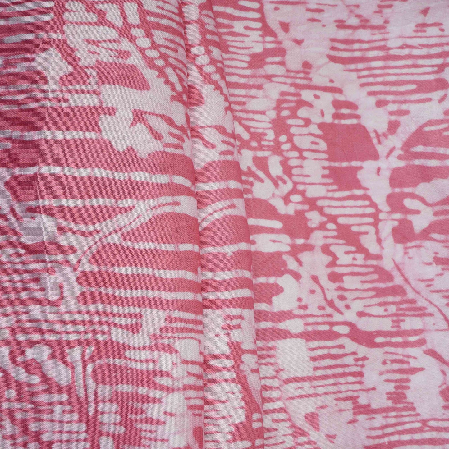 Pink Abstract Batik Print Modal Satin Fabric EEG-32467