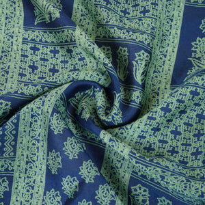 Blue Mughal Print Pure 70gm Chanderi Fabric SN-30530 - TradeUNO