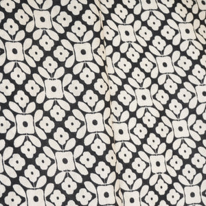 Black with Off White Floral Print Muslin Fabric MT-29391