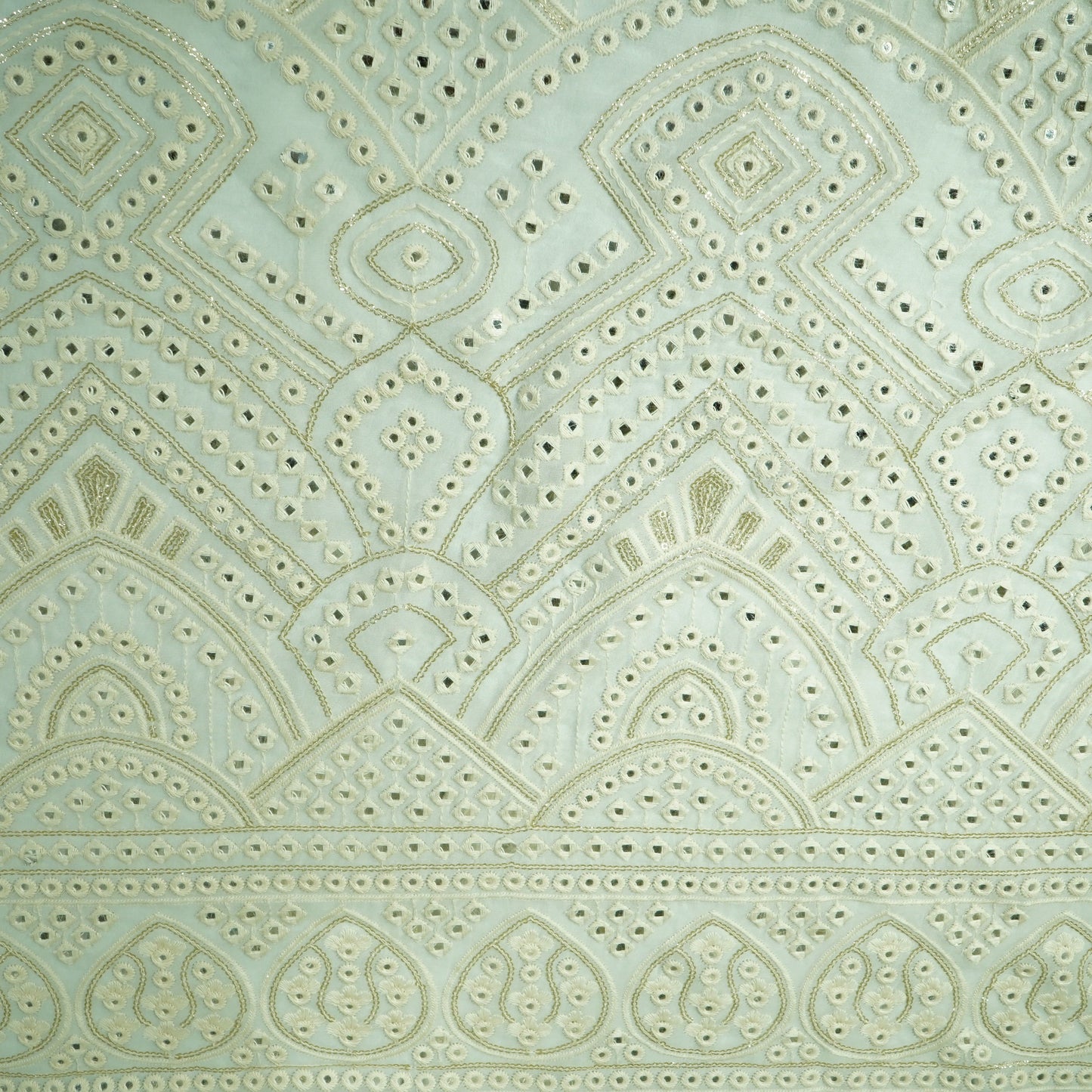 White Dyeable Mirror Embroidery Georgette Fabric