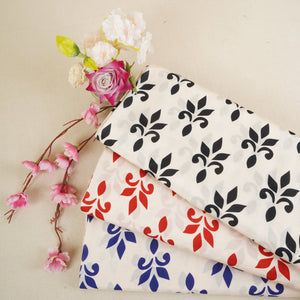 Royal Blue with Off White Floral Print Muslin Fabric MT-29392