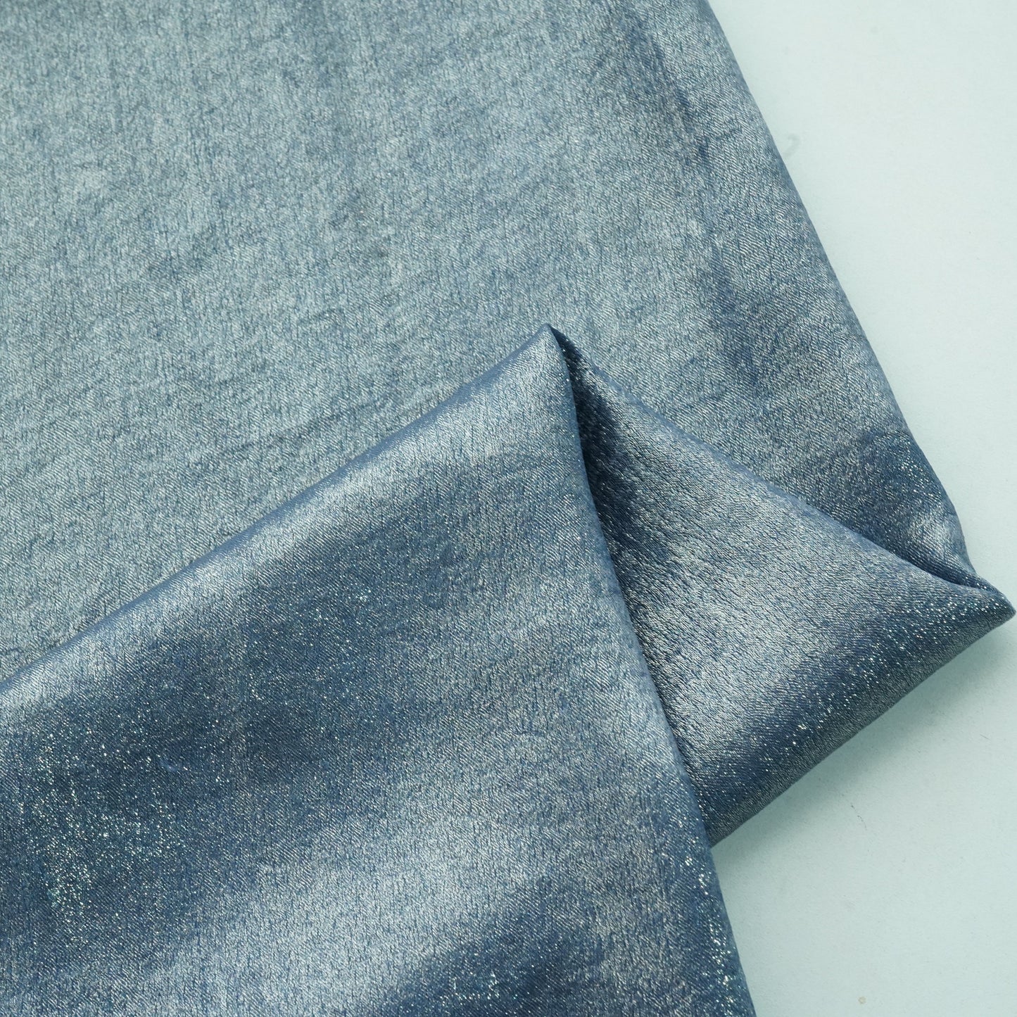 Navy Blue Silver Shimmer Chanderi Velvet Fabric 13874