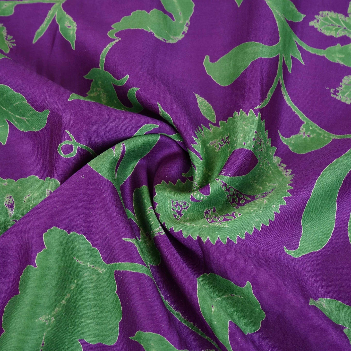 Purple Floral Print Pure 70gm Chanderi Fabric SN-30526