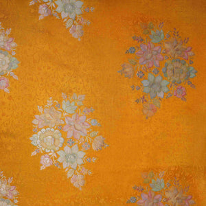 Mustard Yellow Meenakari Floral Pure Tissue Fabric SGS-30720 - TradeUNO