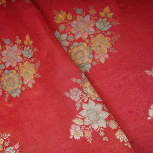 Maroon Meenakari Floral Pure Tissue Fabric SGS-30718 - TradeUNO