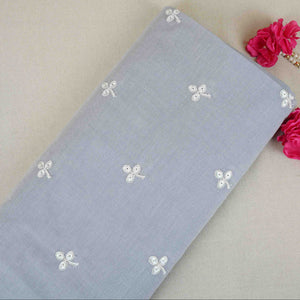 Lavender Floral Embroidery South Cotton Fabric ZA-30595 - TradeUNO