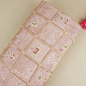 Baby Pink Sequins Cutdana embroidery Tissue Fabric AC-29210