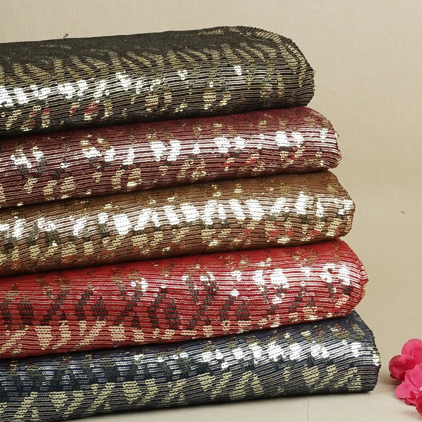 Brown Sequins embroidery Georgette Fabric WI-29169