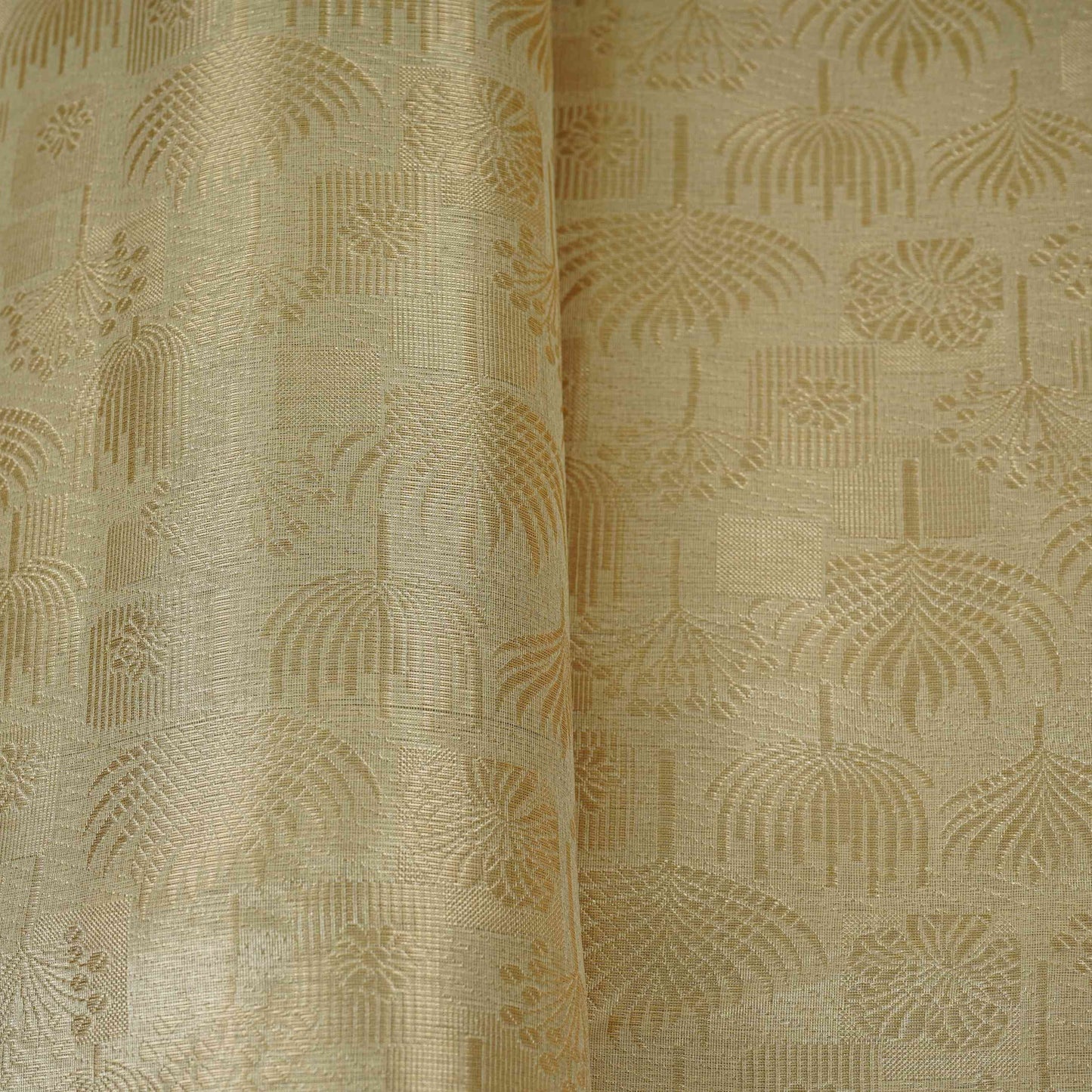 Light Gold Jaal Jacquard Weave Tissue Fabric CW-32590