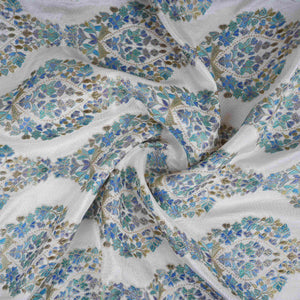 Ivory Meenakari Dola Jacquard Fabric SGS-30712 - TradeUNO