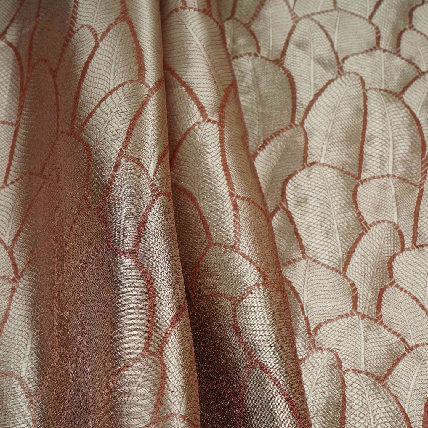 Rose Gold Zari Work Tissue Fabric CW-32594