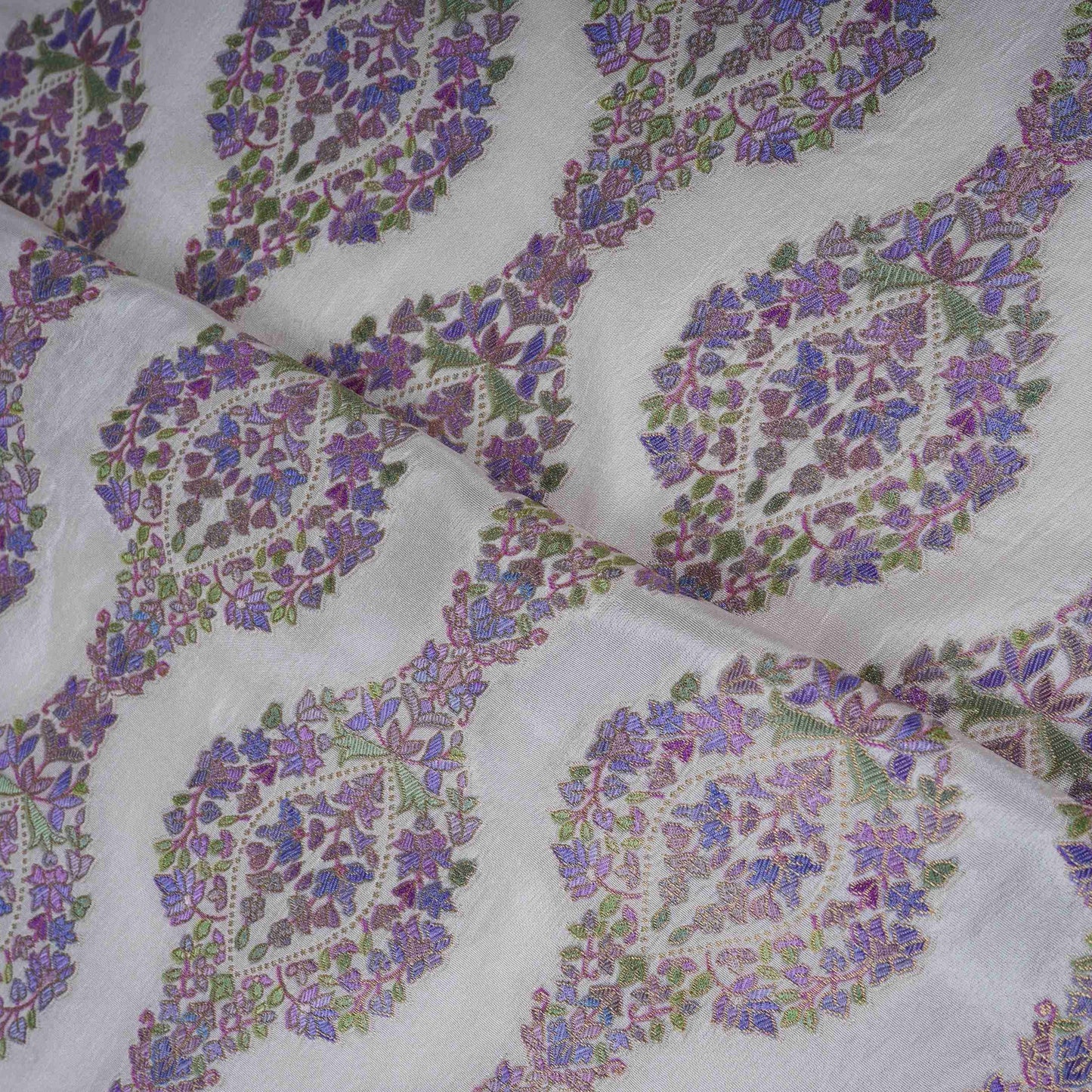 Off White Meenakari Dola Jacquard Fabric SGS-30710