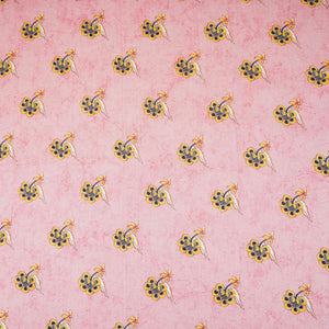 Pink Floral Print Mul Chanderi Fabric VF-30609 - TradeUNO