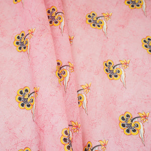 Pink Floral Print Mul Chanderi Fabric VF-30609 - TradeUNO