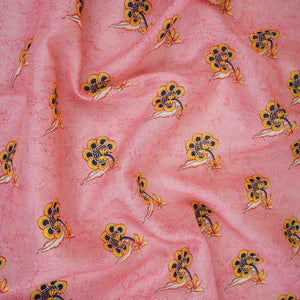 Pink Floral Print Mul Chanderi Fabric VF-30609 - TradeUNO