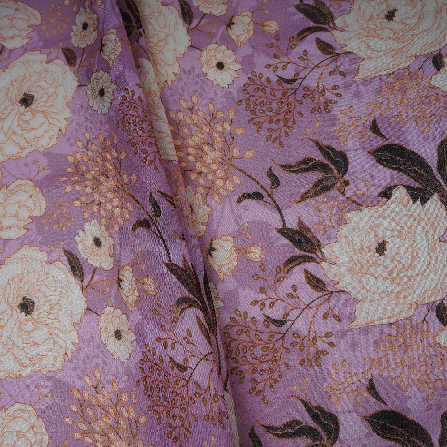 Lilac Floral Print Organza Fabric MT-30674