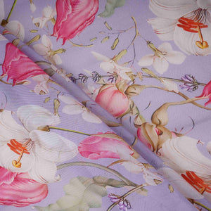 Lavender Floral Print Organza Fabric MT-30679 - TradeUNO